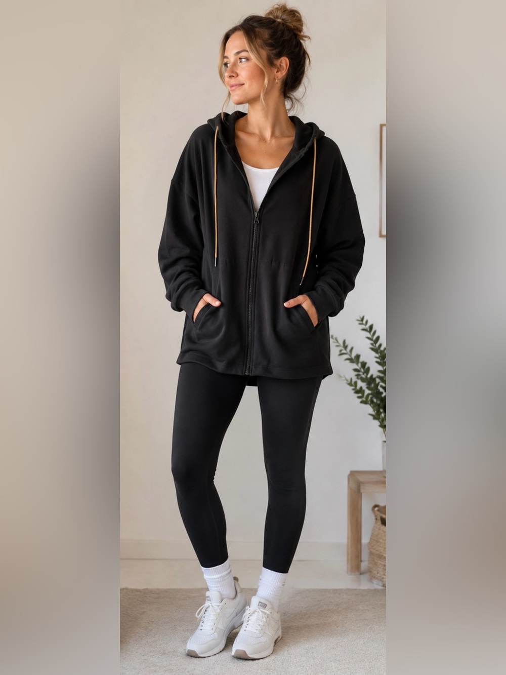 Zyia Hooded Zip-up Sweatshirt Jacket Size Large